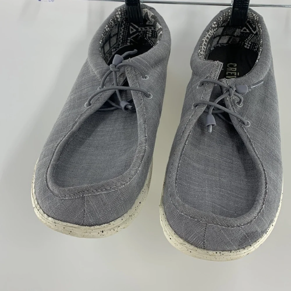 CREVO RONNIE CANVAS BOAT SHOE FLEXIBLE SIZE 10 GRAY
